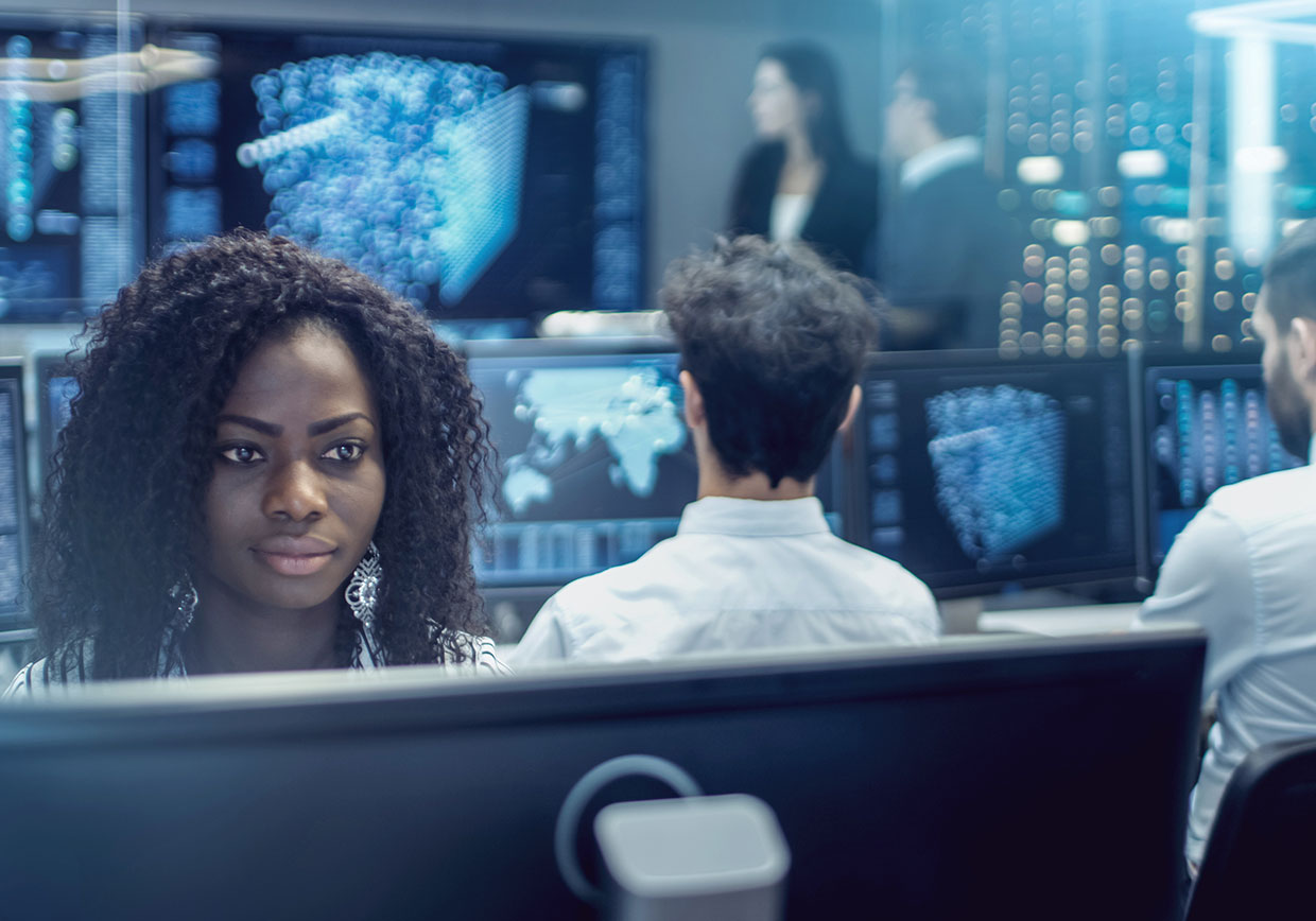 woman working on computer